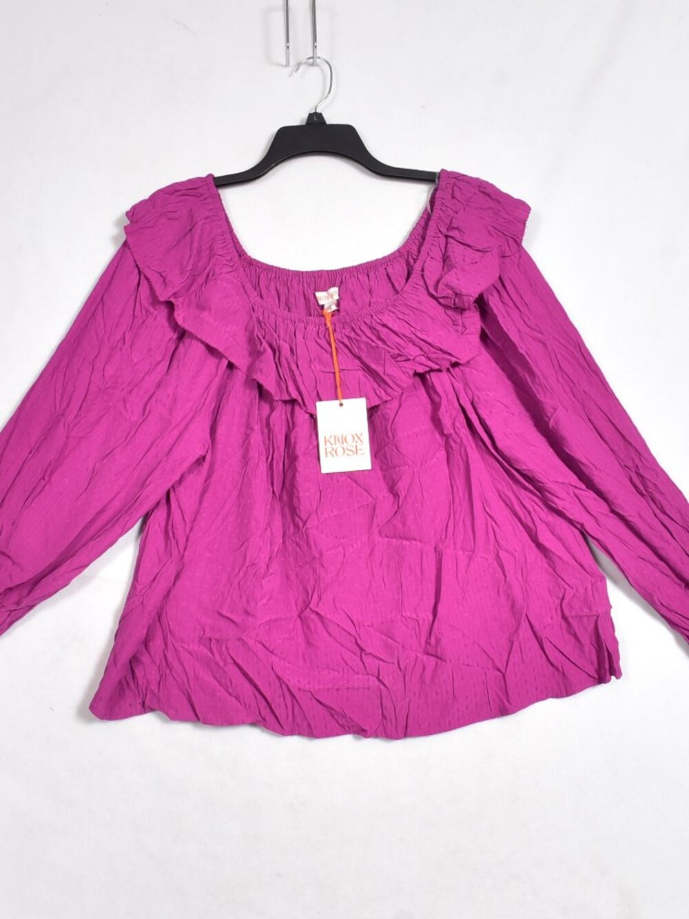 Knox Rose Blouse Women XL Purple Peasant Ruffle On Off Shoulder Top Cottage Boho